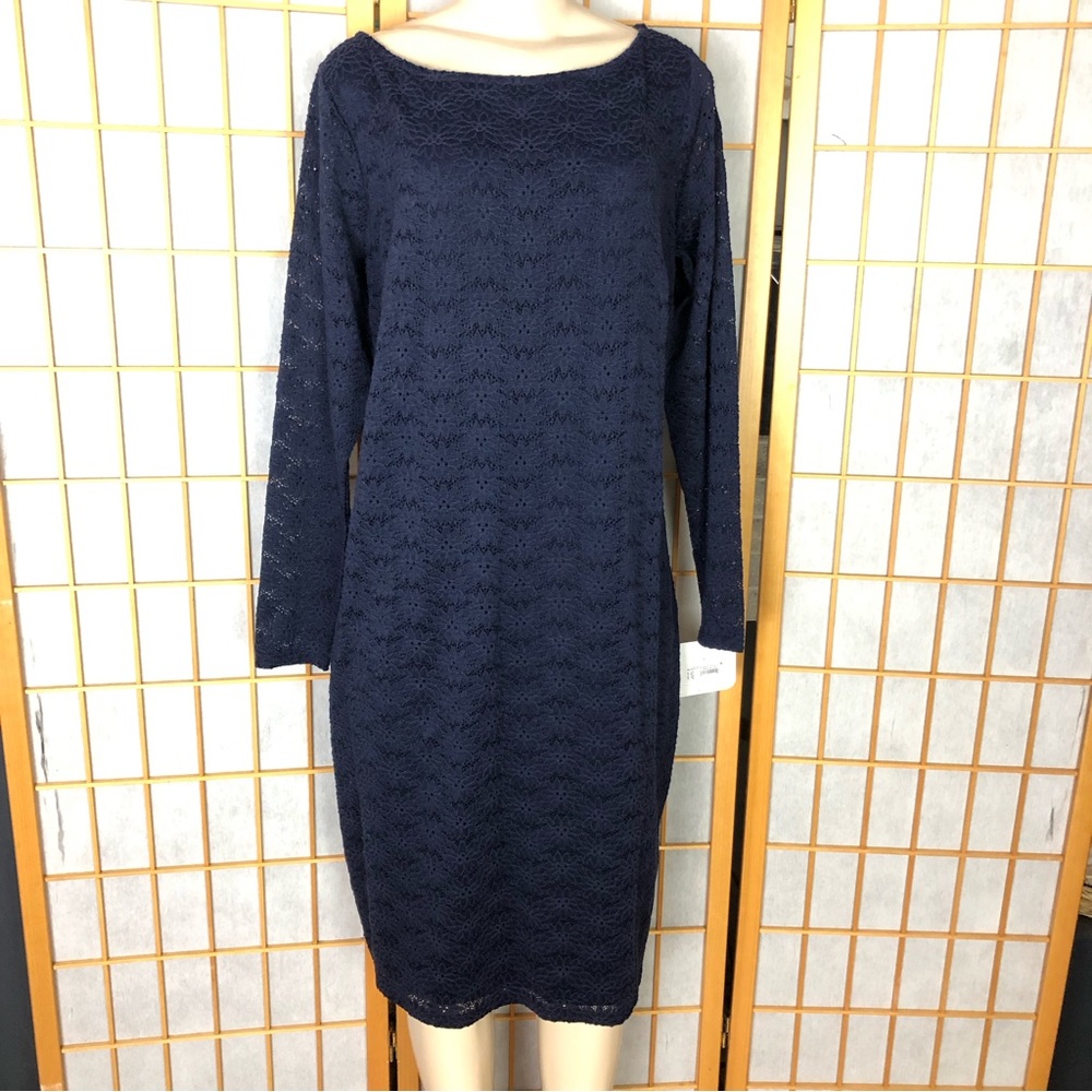 NWT Navy Isabel by Ingrid & Isabel Maternity Stretch Lace Dress Sz L